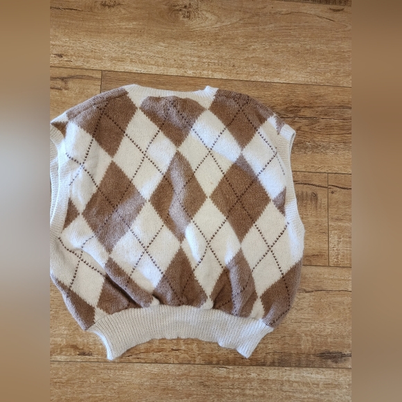 RARE Ralph Lauren Argyle Crop Sleeveless Sweater Vest Cotton Alpaca Women M/L - Picture 5 of 6